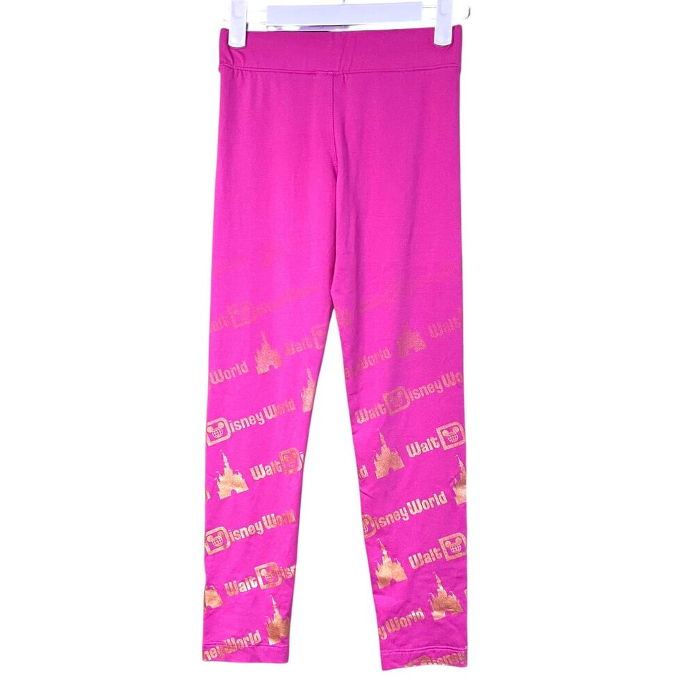 Disney World Girls Pink Gold Castle Leggings Medium Walt Disney Parks Pants